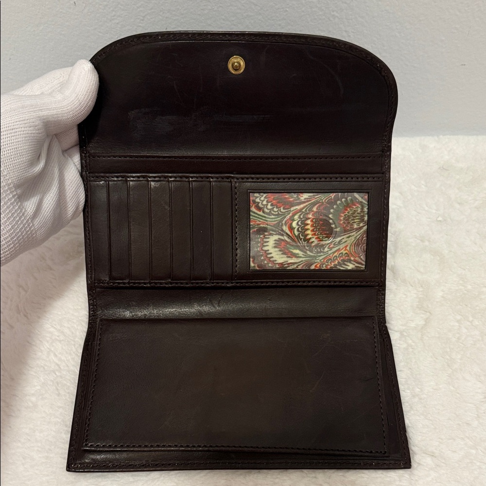 Dooney & Bourke Vintage Continental Checkbook Wallet Smooth Dark Leather - Picture 4 of 6